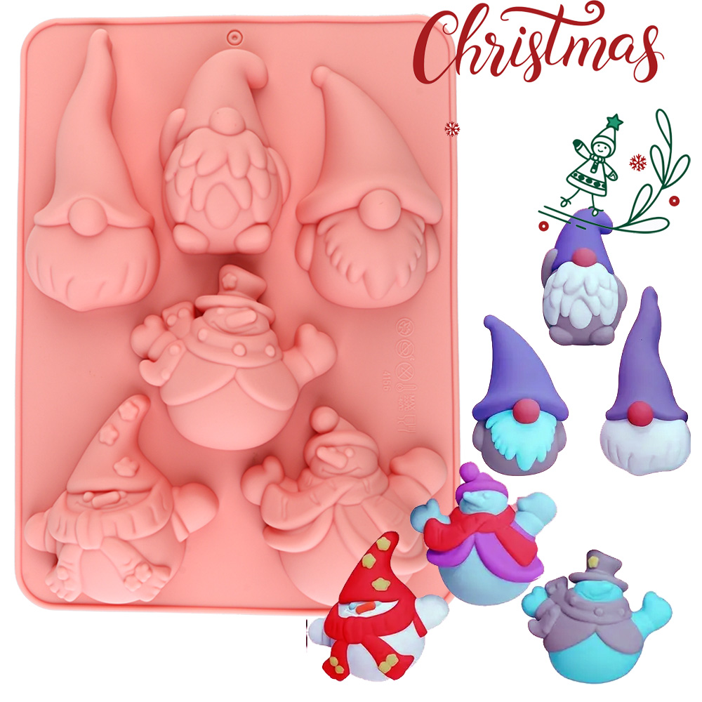 Candle Making Products - 6-Cavity Christmas Gnome Cake Chocolate Silicone