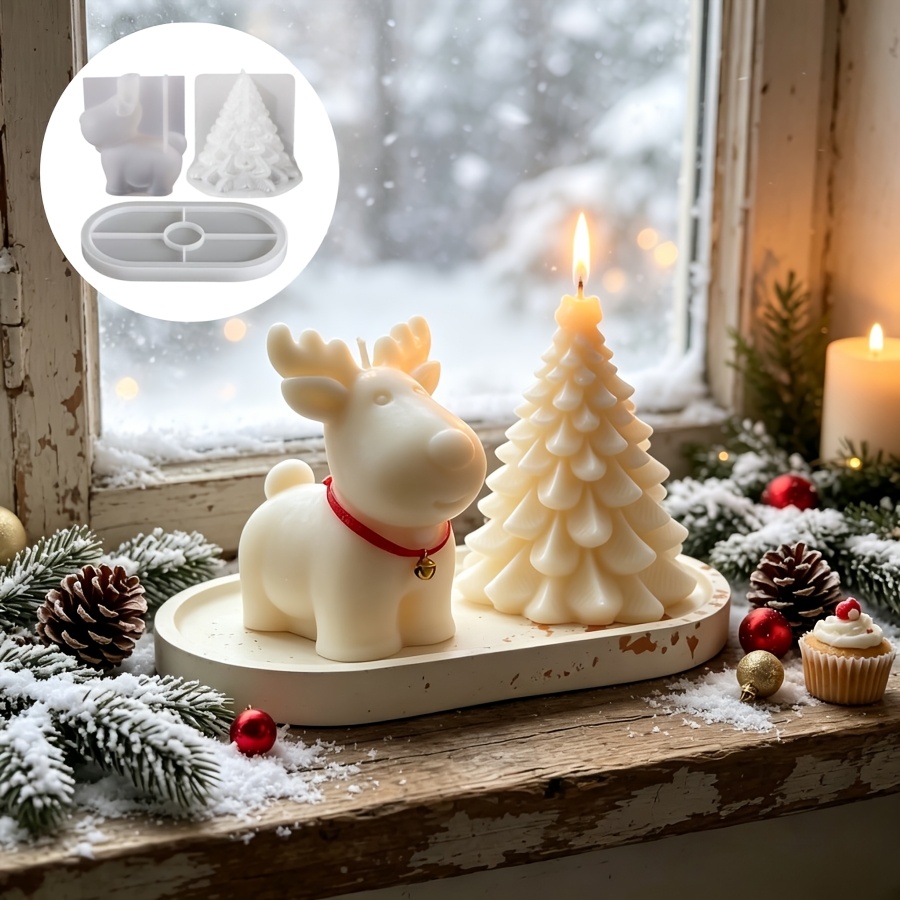 Candle Making Kit Wholesale - Clay Silicone Mold 3pcs Set: Christmas