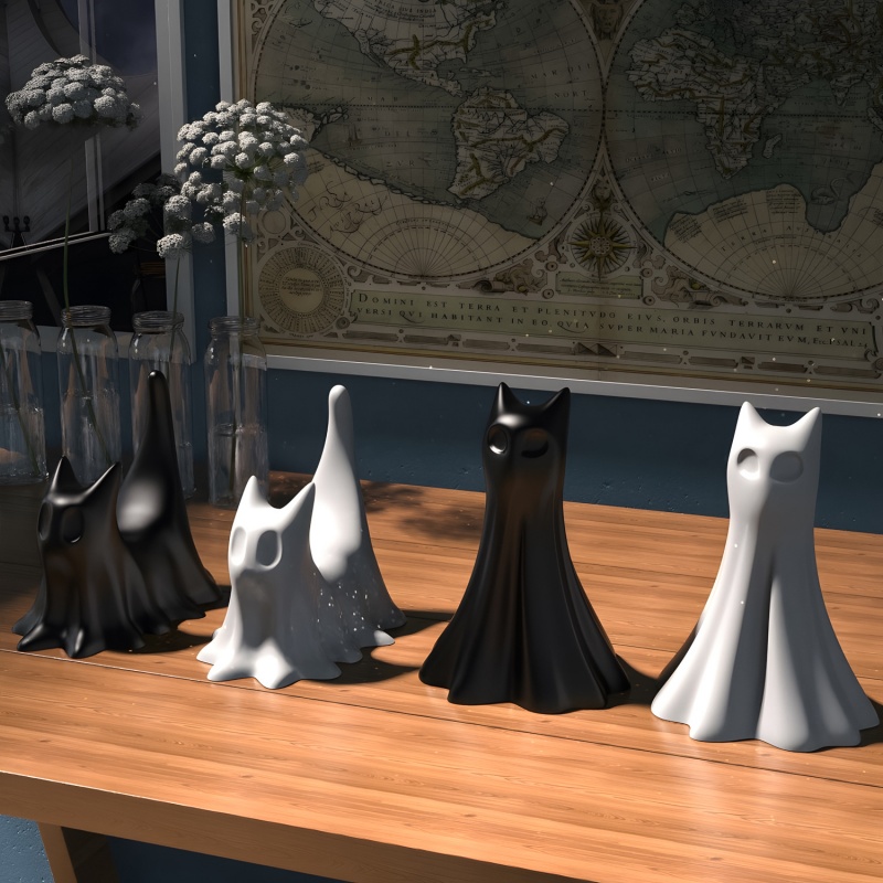 Ghost Cat Halloween Desktop Or - Candle Making Factory recension och pris