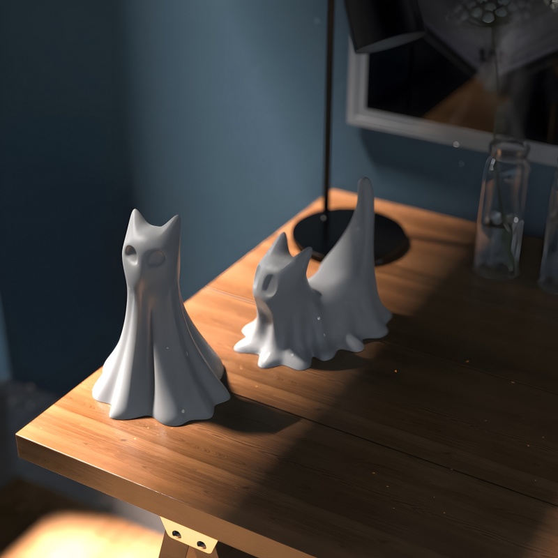 Ghost Cat Halloween Desktop Or - Candle Making Factory recension och pris